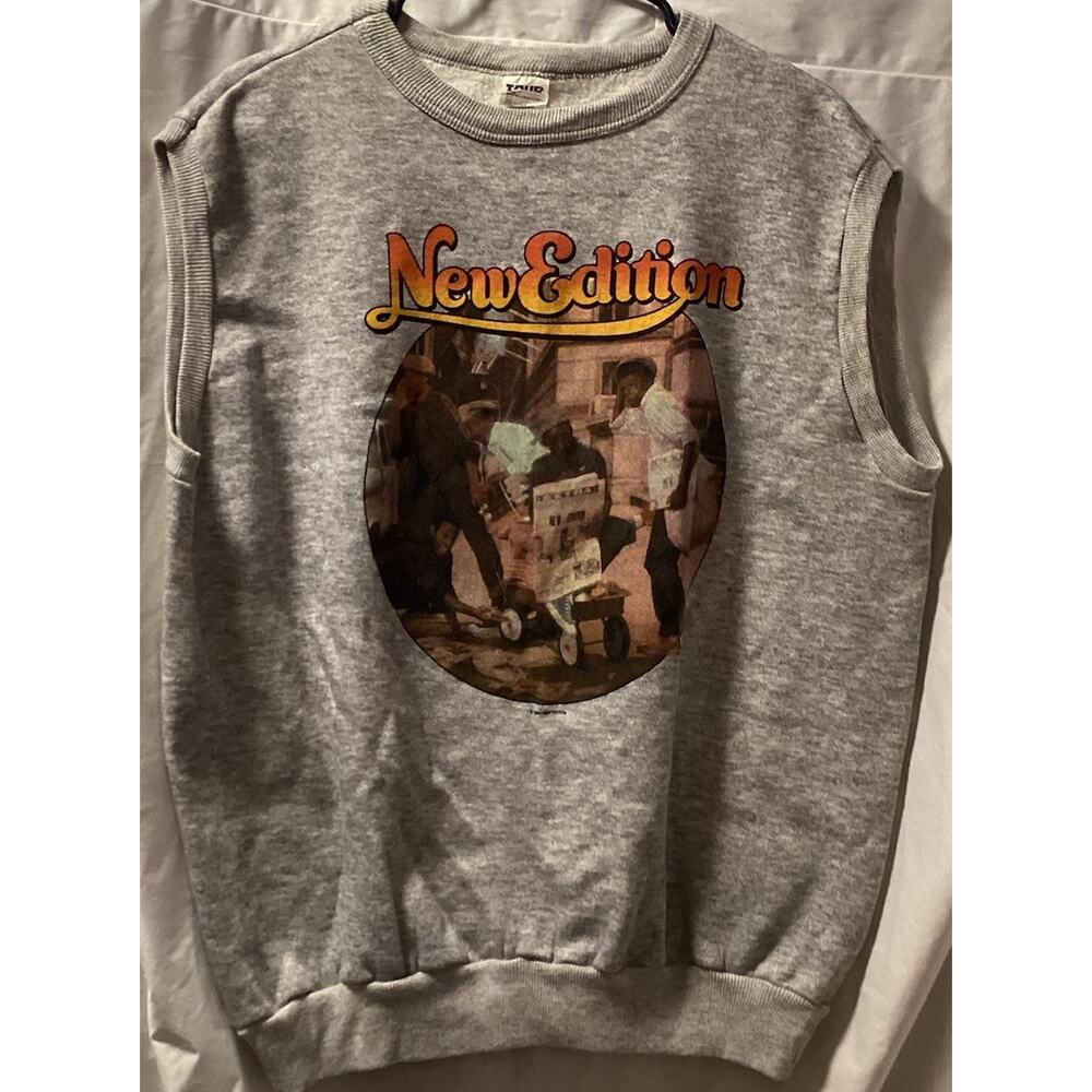 Ultra Rare New Edition 1984 Tour Gray Sleeveless Sweatshirt XL